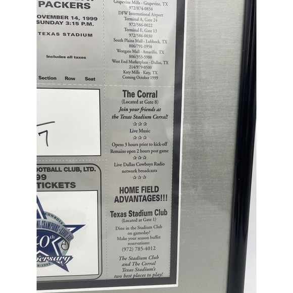 1989 Dallas Cowboys Season Ticket Sheet Signed by Jason Tucker - Picture 8 of 9